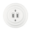 Porcelánová USB zásuvka Bohemia-Design K1-2USBA 2xUSB-A biela