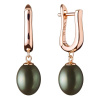 Gaura Pearls Stříbrné pozlacené náušnice s perlou Julie Black, stříbro 925/1000 SK20232GEL/B Černá