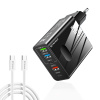 Techsuit – prémiová sieťová nabíjačka PentaXPower, 3× USB, 2× Type-C PD (25 W, 65 W), GaN, vrátane Type-C kábla 1 m – čierna KF2347660