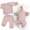 Rastúci pletený svetrík a nohavice s vreckom Hand Made 2D, Nature - púdrovo ružová Baby Nellys