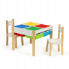 Eco Toys drevený nábytok pre deti súprava stôl + 2 stoličky