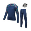 SENSOR MERINO IMPRESS SET dětský triko dl.rukáv + spodky deep blue/floral 22200034-03