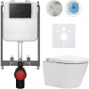 CERANO - Závesné WC s bidetom Cronus Standard - biela lesklá - tlačidlo Prime/Modulo, čierne - na zamurovanie - 59,3x38,4 cm