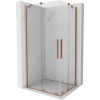 Mexen Velar Duo sprchová kabína, posuvné dvere 90 x 80 cm, Priehľadné, kefovaná meď - 871-090-080-02-65