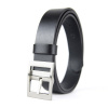 Luxusný kožený opasok SILVER TRICK, šírka 3.3cm, Slovenská výroba - Čierna