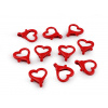 Kovová lakovaná karabína srdce prievlak 15 mm červená 10ks