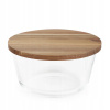 Sklenená nádoba MAIRA s dreveným viečkom M 23x12 cm HOMLA