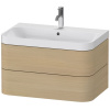 DURAVIT Happy D.2 Plus c-shaped závesná skrinka s nábytkovým umývadlom s otvorom, 2 zásuvky, 775 x 490 x 480 mm, dub Mediterrane, HP4347O7171