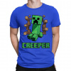 Creeper - pánske tričko s potlačou pre fanúšikov hry Minecraft - Tričkový | XS | Modrý | Pánske tričko