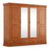 Priestranná šatníková skriňa Toskania 4 so zrkadlom - medová borovica