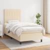 vidaXL Posteľný rám boxsping s matracom krémový 90x200 cm látka - Krémová - 159777-160691