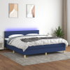 vidaXL Posteľ boxsping s matracom a LED modrá 160x200 cm látka - Modrá - 167850-102183