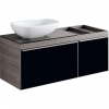 Geberit Citterio - Skrinka pod umývadlo 560 mm na dosku, s odkladacou plochou, lesklá čierna/sivohnedý dub 500.564.JJ.1