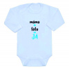Dětské body s potiskem Gama máma+táta=Já, bílé s tyrkysovým nápisem vel.80