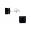 Amonisimo Strieborné náušnice štvorec 6mm 6254 - Kryštáľ Black