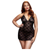 BACI Plus Size - čipkovaný babydoll s nákrčníkom - čierny (XL-XXL)