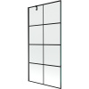 Mexen Next, vaňová zástena 1-krídlová 90 x 150 cm, fixné krídlo, 6 mm číre sklo s čiernym vzorom, čierny profil, 895-090-000-00-77-70