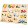 New Classic Toy Dřevěné vkládací puzzle - dopravní prostředky - 16 ks