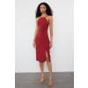 Trendyol Burgundy Bodycon Slit Halter Neck Midi Pencil Skirt Woven Dress tmavočervená 42 Trendyol 8683049859529