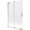 Mexen Velar L, 2-krídlová posuvná vaňová zástena 120 x 150 cm, 8mm číre sklo, zlatý lesklý profil, 896-120-003-01-50