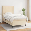 vidaXL Posteľný rám boxspring s matracom krémový 90x190 cm látka - Krémová - 151863-22575