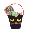 ČIERNY PLSTENÝ KOŠÍK S MAČKOU 20 CM