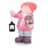 Postavička MagicHome Vianoce, Dievčatko s lampášom a sovičkou, keramika, 28x18,5x39,5 cm
