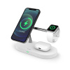 AppleMix Stojan / Qi nabíjačka SPELLO 3v1 pre Apple iPhone / Watch / AirPods - podpora MagSafe - biela