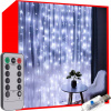 Nový rok svetla svetelný záves 300 LED studená biela 8 funkcií 290x290cm USB