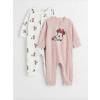 Dojčensky overal - PAJACKEK H&M 56 WHITE, PINK, MULTI -COLED (Jednodielne detské pyžamy 2-pac 56 Rampers)