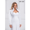 Kožušinové svadobné bolerko s vysokým golierom - biele: BF-201 Rozmer: S