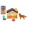 Teddies Psíkové/Pes 3 ks s domčekom/búdou s doplnkami