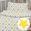 Biante Detské bavlnené posteľné obliečky do postieľky Sandra SA-203 Žlto-sivé hviezdy Do postieľky 90x140 a 50x70 cm