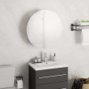vidaXL Kúpeľňová skrinka s okrúhlym zrkadlom a LED biela 40x40x17,5 cm - Biela - 16899-158502