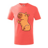 Kapybara s palcom hore - Tričko detské bavlnené - 158 cm/12 rokov ( Korálová )