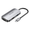 USB-C na HDMI, VGA, USB 3.0, PD 0,15 m dokovacia stanica Vention TOAHB sivá 35228
