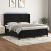 Box spring postel s matrací a LED černá 160x200 cm samet Černý 3139573