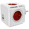 Cubenest Powercube Original USB PD 20W, A+C, 4× zásuvka, bílá/červená, dětská pojistka, uzemnění, max. 16A/250V~3680W PC220RD