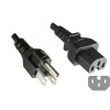 Kábel sieťový 230V, vidlica (YP-12) US priama - C15, 1.8m, 2.08mm², 10A, čierny