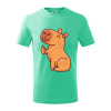 Kapybara s palcom hore - Tričko detské bavlnené - 104-110cm / 3-4 roky ( Mätová )