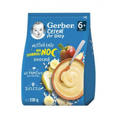 GERBER Cereal mliečna kaša dobrú noc ovocná od ukonč. 6. mesiaca 230 g - Gerber Cereal mléčná kaše ovocná Dobrou noc 230 g