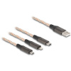Delock USB kábel USB 2.0 USB-A zástrčka, USB-C ® zástrčka, USB Micro-B zástrčka, Apple Lightning konektor 1.20 m priehľadná 88158; 88158
