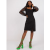Čierne šaty s priesvitnými rukávmi -LK-SK-508845.20-black 38