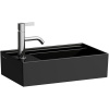 LAUFEN Kartell závesné umývadielko s otvorom vľavo, bez prepadu, 460 x 280 mm, lesklá čierna, H8153350201111