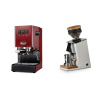 Gaggia New Classic EVO, red + Eureka Mignon Single Dose, White & Oak