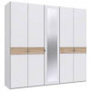 Carryhome SKRIŇA SO ZRKADLOM, farba duba, hikória, biela, 225/208/58 cm - Skrine - 001787084501