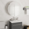 vidaXL Kúpeľňová skrinka s okrúhlym zrkadlom a LED sivá 47x47x17,5 cm - Sivá - 4464-146251
