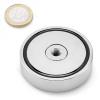 Neodymový magnetický úchyt, kruhový Ø 60 v. 15 mm, závit M8, sila 92 kg