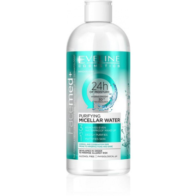 Eveline Cosmetics Face Med+ hyalurónová micelárna voda 3v1 (Alcohol Free) 400 ml