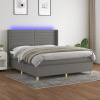 vidaXL Posteľ boxsping s matracom a LED tmavosivá 180x200 cm látka - Sivá - 57079-12089